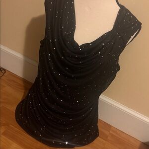 Perceptions New York XL black cowl neck dot stylish sleeveless tank